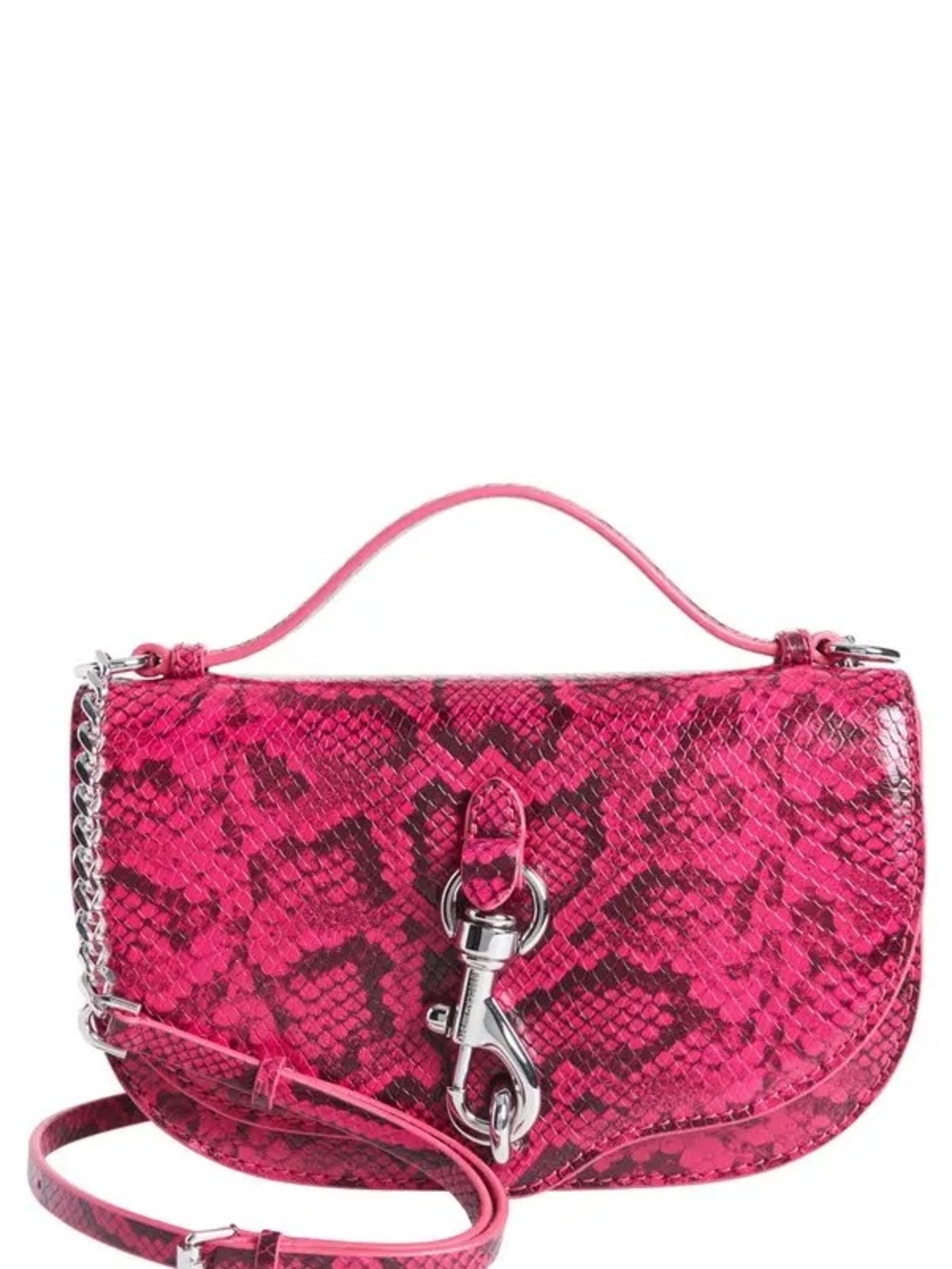 Rebecca Minkoff Pink Leather Mini
Crossbody Bag Snake Embossed